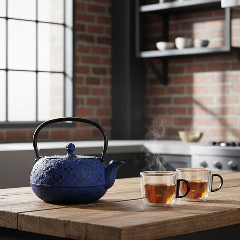 Théière en Fonte Bleue
