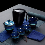 Théière Chinoise Emaillée Bleue <br> Service Gaiwan 200ml