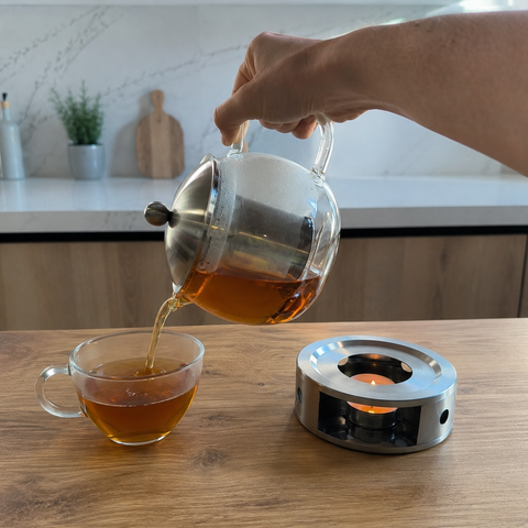 Théière en verre avec réchaud <br> 1L