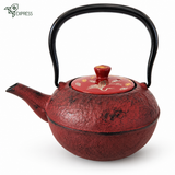 Théière en Fonte Japonaise Rouge <br> Oitomi Akamaki Kingin Tsuru 500ml