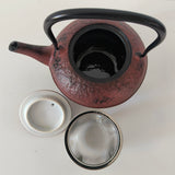 Théière en Fonte Japonaise Rouge <br> Oitomi Akamaki Kingin Tsuru 500ml