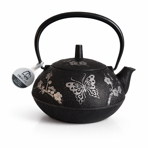 Théière en Fonte motif Argenté <br> Iwachu Papillon Cho 600ml