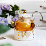 Théière en Verre et Porcelaine <br> avec Réchaud 600ml