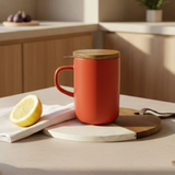 Mug avec filtre inox et couvercle bois