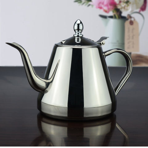 Théière En Inox 1L Avec Infuseur Amovible - Double Paroi Isolante, Compatible Induction Et Gaz - Design Moderne, Facile à Nettoyer - 6