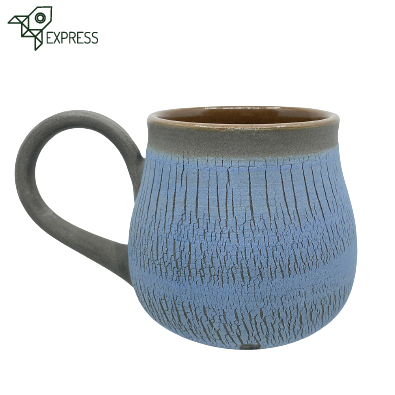 Tasse à café en grès bleu brillant: Artisanat au Design Unique