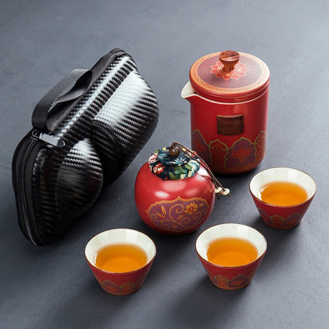 Service à thé japonais Gongfu chinois avec théière, tasses à thé, boîte à  thé, plateau à thé, tasse Gogndao, beau service à thé asiatique pour  adultes (citrouille noire) : : Maison