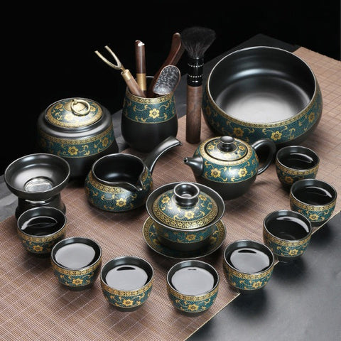 Service à Thé De Voyage Portable En Porcelaine Chinoise Vintage - Théière, Tasses, Boîte à Thé Noir Gongfu
