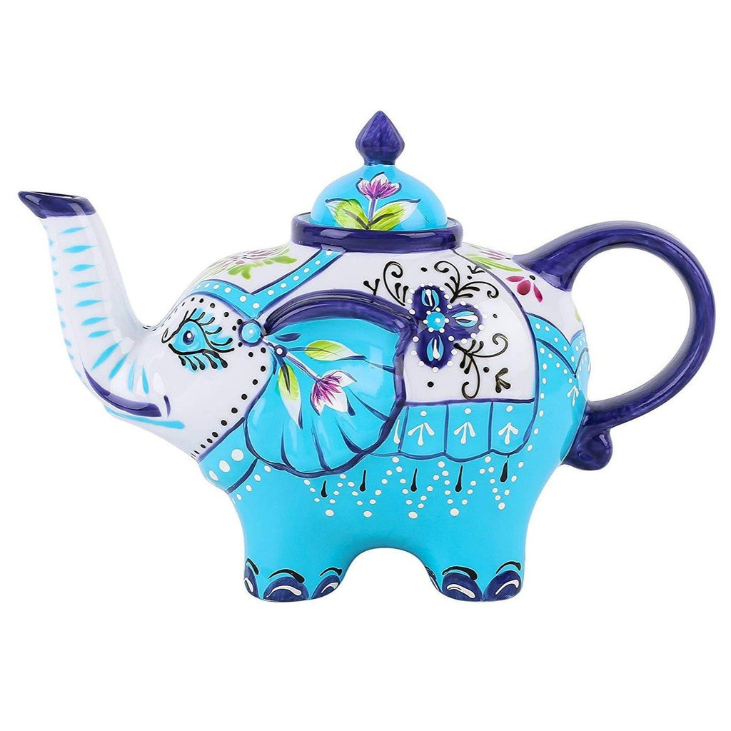 Bouilloire en aluminium peinte à la main : motif éléphant Bouilloire en aluminium peinte à la main : motif éléphant