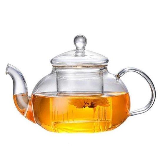 Théière en verre résistant à la chaleur, avec infuseur à thé en