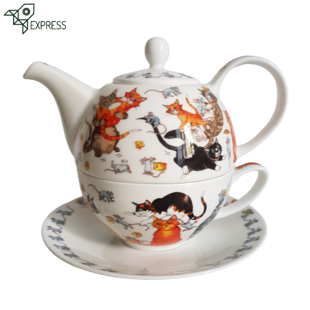 Jolie Théière Avec Bouquet De Fleurs Et Chat | Vecteur Premium Jolie Théière Avec Bouquet De Fleurs Et Chat | Vecteur Premium